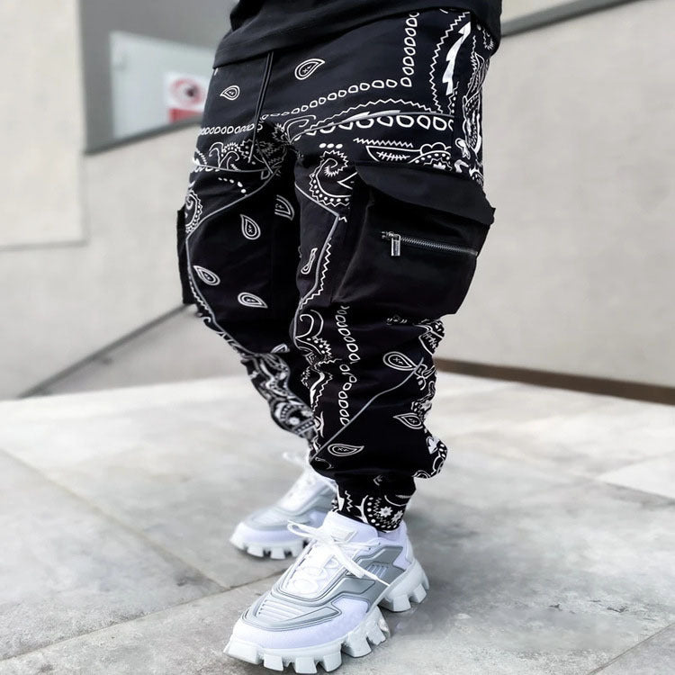 Multi Pocket Loose Fit Cargo Pants, Men's Casual Street Style Joggers with Drawstring for Spring Summer Outdoor Activities