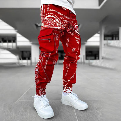 Multi Pocket Loose Fit Cargo Pants, Men's Casual Street Style Joggers with Drawstring for Spring Summer Outdoor Activities