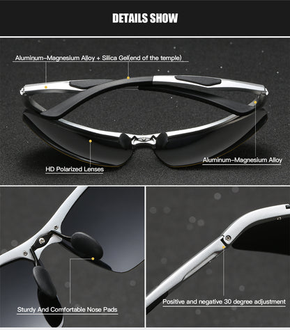 RoyalHot, Aluminum Magnesium Frame Polarized Square Sunglasses, For Men Women Outdoor Sports Party Vacation Travel Driving Fishing Cycling Supplies Photo Props
