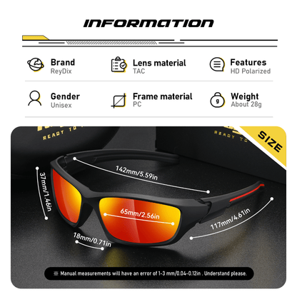 ReyDix Men's Sports Polarized Sunglasses, Unisex Outdoor Cycling Sunglasses