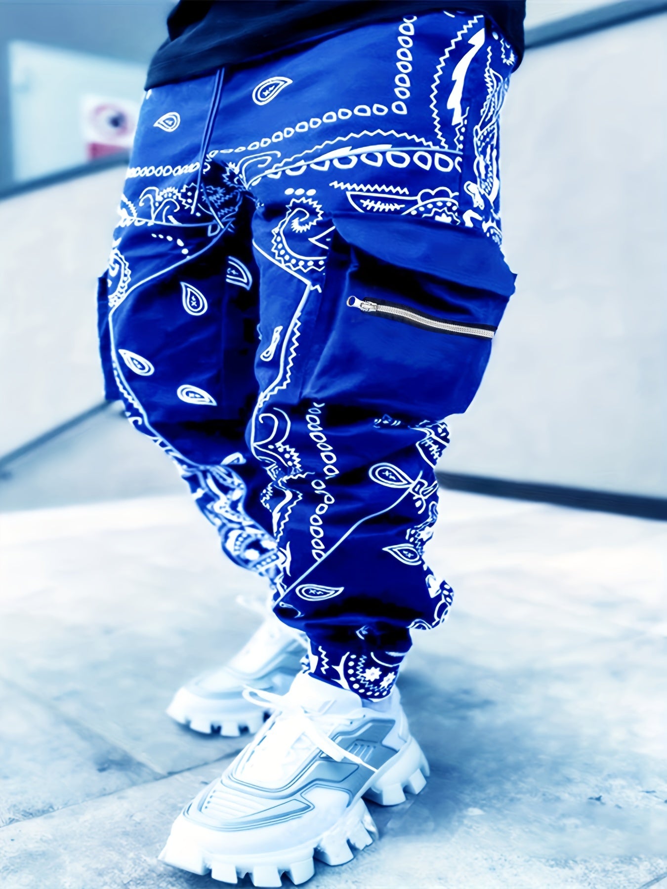 Multi Pocket Loose Fit Cargo Pants, Men's Casual Street Style Joggers with Drawstring for Spring Summer Outdoor Activities
