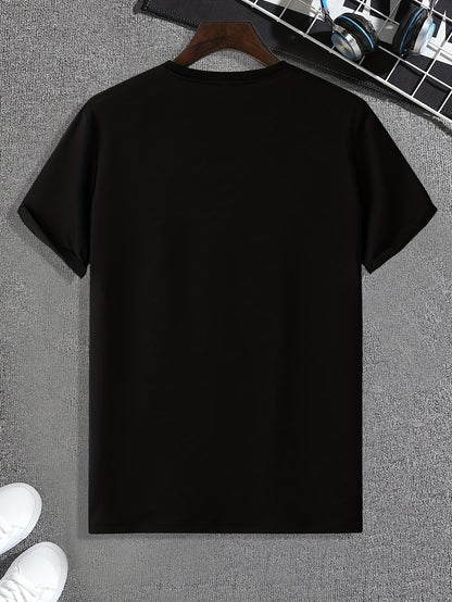 Funny Skeleton Print, Men's Graphic Design Crew Neck Active T-shirt, Casual Comfy Tees Tshirts For Summer, Men's Clothing Tops For Daily Gym Workout Running