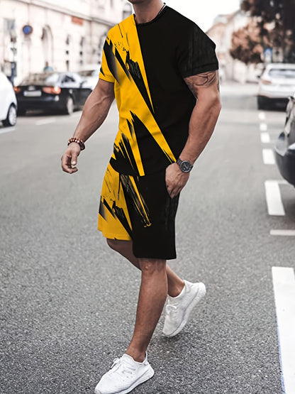 2 Piece Outfits For Men, Men's Short Sets 2 Piece Outfits Fashion Summer Tracksuits Casual Set Tops And Pants Set