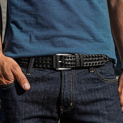 Men's Casual Sports Hollow Woven Belt Leather Pants Jeans Belt, Ideal choice for Gifts