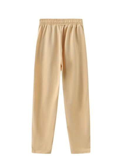 "I'm Not Rude" Cotton Sweatpants, Men's Casual Solid Color Loose Fit Slightly Stretch Drawstring Pants For Spring Summer