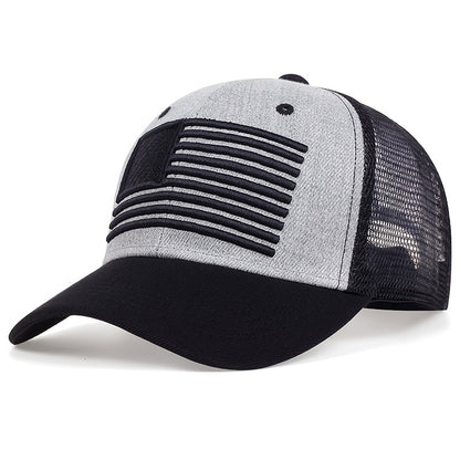 Embroidered Mesh Back American Flag Snapback Baseball Cap, U.S.A. Patriotic Caps For Veteran's Day, July 4th Independence Day