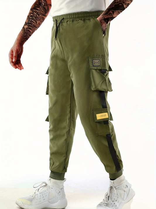 Classic Design Multi Flap Pockets Cargo Pants, Men's Casual Techwear Drawstring Cargo Pants Hip Hop Joggers For Autumn Summer Outdoor