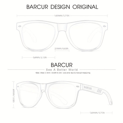 BARCUR, Classic Cool Wooden Temples Sunglasses, UV400 Polarized Sunglasses, For Men Women Holiday Outdoor Beach Vacation Travel Decors