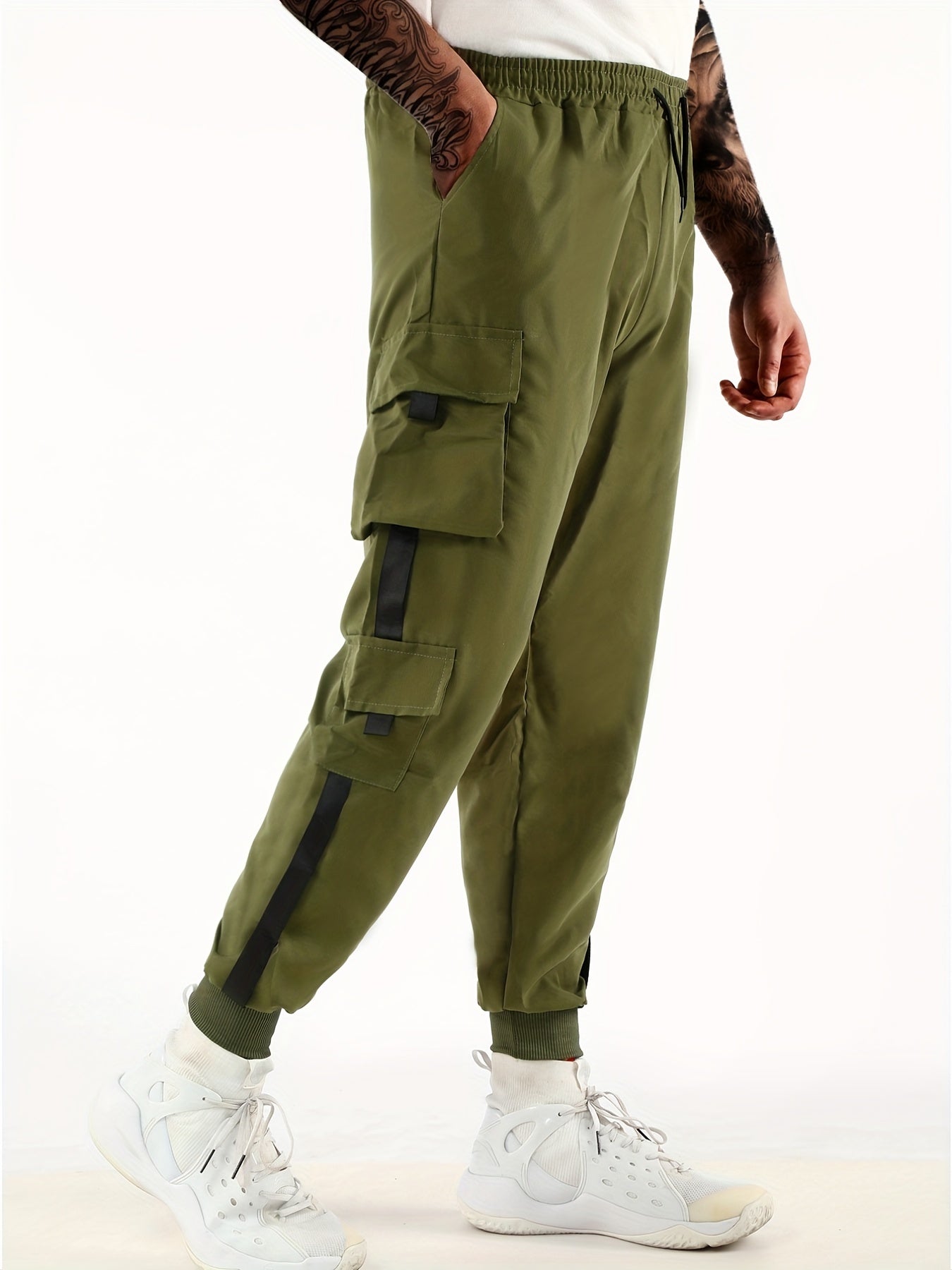 Classic Design Multi Flap Pockets Cargo Pants, Men's Casual Techwear Drawstring Cargo Pants Hip Hop Joggers For Autumn Summer Outdoor