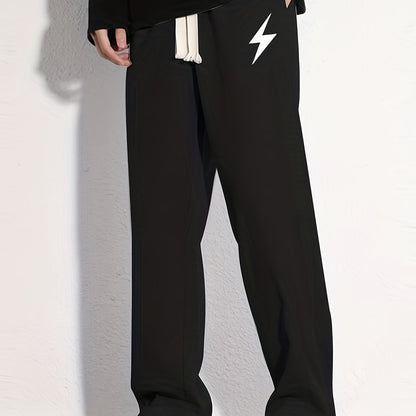 "I'm Not Rude" Cotton Sweatpants, Men's Casual Solid Color Loose Fit Slightly Stretch Drawstring Pants For Spring Summer