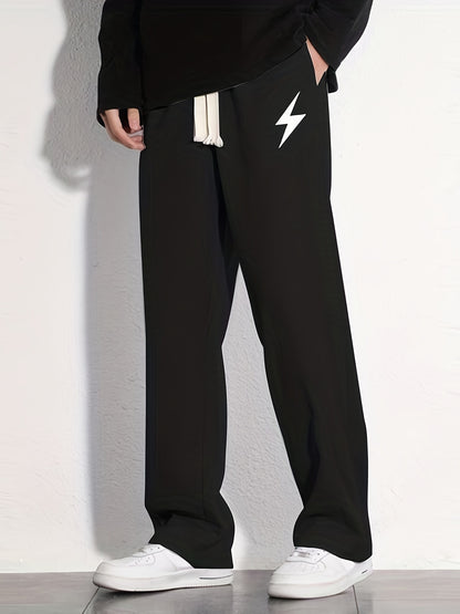 "I'm Not Rude" Cotton Sweatpants, Men's Casual Solid Color Loose Fit Slightly Stretch Drawstring Pants For Spring Summer