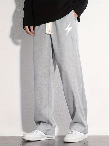"I'm Not Rude" Cotton Sweatpants, Men's Casual Solid Color Loose Fit Slightly Stretch Drawstring Pants For Spring Summer