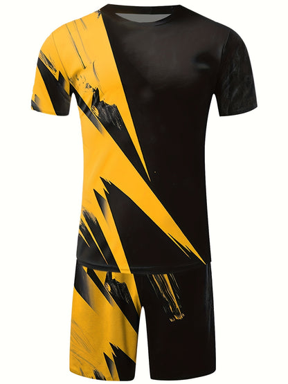 2 Piece Outfits For Men, Men's Short Sets 2 Piece Outfits Fashion Summer Tracksuits Casual Set Tops And Pants Set