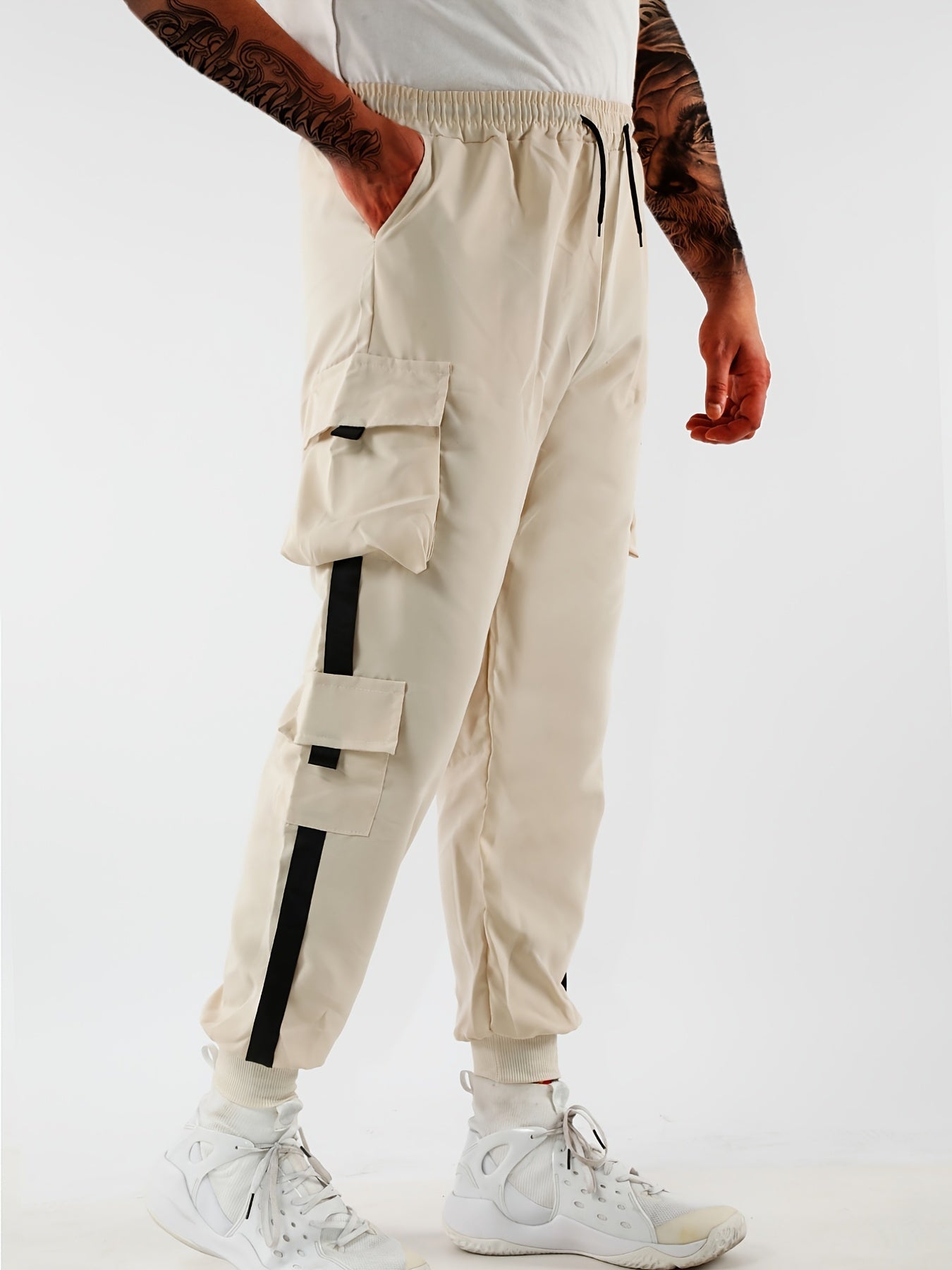 Classic Design Multi Flap Pockets Cargo Pants, Men's Casual Techwear Drawstring Cargo Pants Hip Hop Joggers For Autumn Summer Outdoor