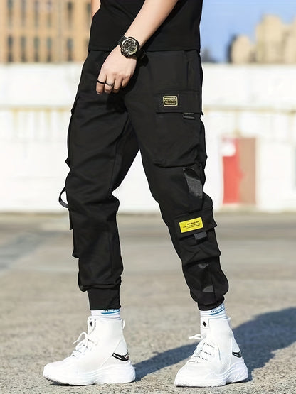 Classic Design Multi Flap Pockets Cargo Pants, Men's Casual Techwear Drawstring Cargo Pants Hip Hop Joggers For Autumn Summer Outdoor