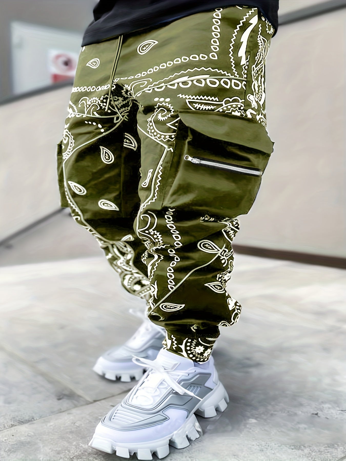 Multi Pocket Loose Fit Cargo Pants, Men's Casual Street Style Joggers with Drawstring for Spring Summer Outdoor Activities