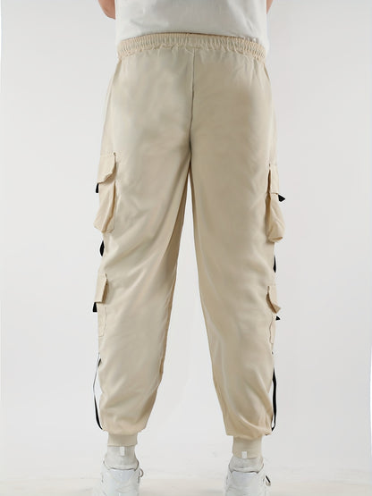 Classic Design Multi Flap Pockets Cargo Pants, Men's Casual Techwear Drawstring Cargo Pants Hip Hop Joggers For Autumn Summer Outdoor