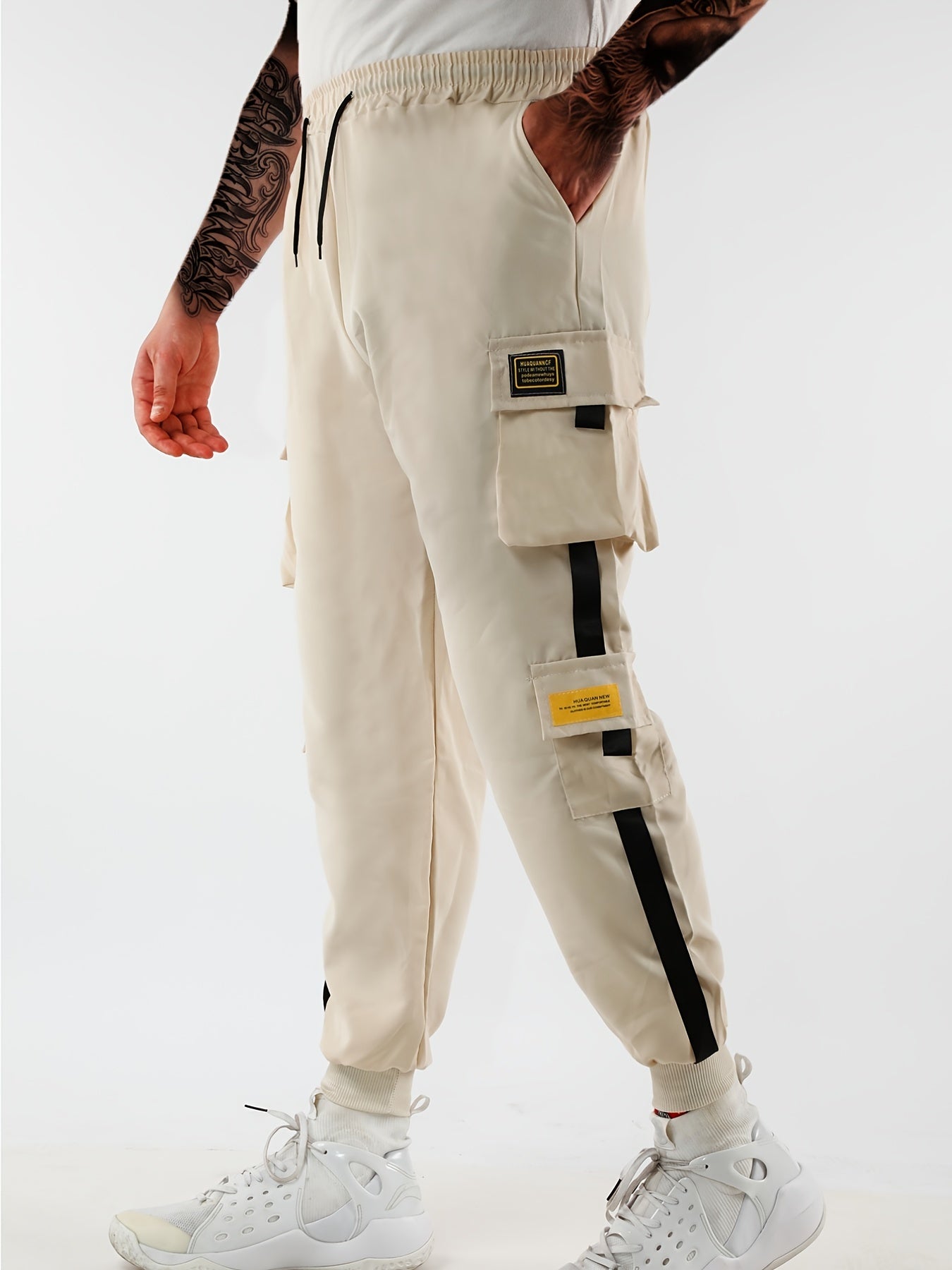 Classic Design Multi Flap Pockets Cargo Pants, Men's Casual Techwear Drawstring Cargo Pants Hip Hop Joggers For Autumn Summer Outdoor