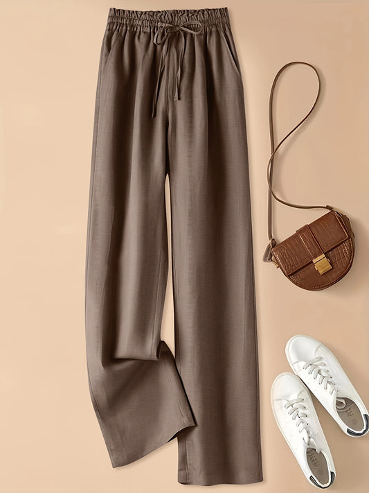 Women's Casual Wide Leg Pants with Elastic Waist for Comfortable Spring and Summer Wear
