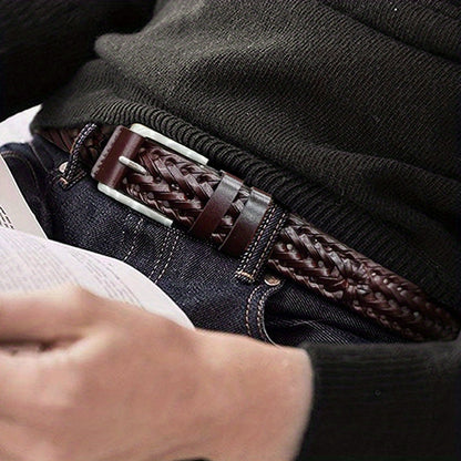 Men's Casual Sports Hollow Woven Belt Leather Pants Jeans Belt, Ideal choice for Gifts