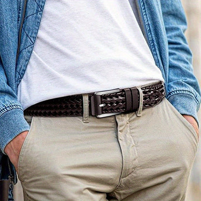 Men's Casual Sports Hollow Woven Belt Leather Pants Jeans Belt, Ideal choice for Gifts