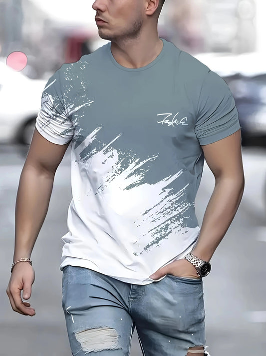 Summer Vintage Men Geometric T-Shirts Retro Printed T Shirts Short Sleeve Tshirts Harajuku Gradual Change Tees