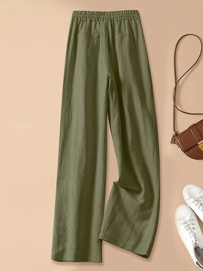 Women's Casual Wide Leg Pants with Elastic Waist for Comfortable Spring and Summer Wear