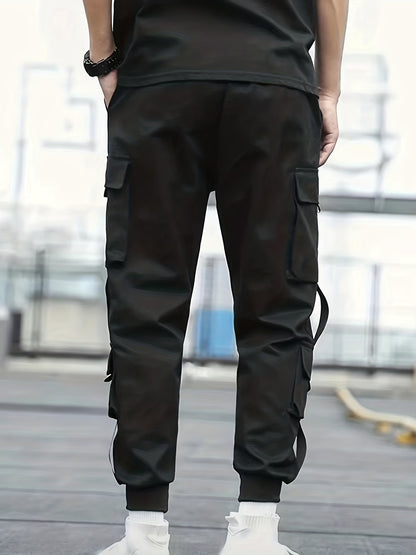 Classic Design Multi Flap Pockets Cargo Pants, Men's Casual Techwear Drawstring Cargo Pants Hip Hop Joggers For Autumn Summer Outdoor