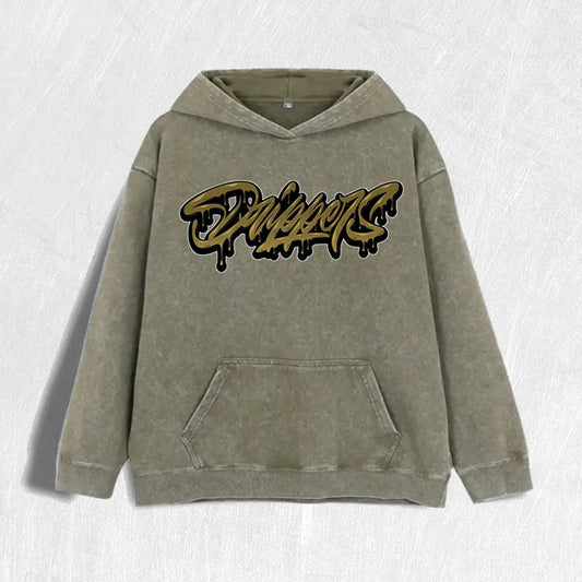 Daggers Drip Graphic Vintage Washed Hoodie, 100% Cotton, 6 Colors, US Warehouse