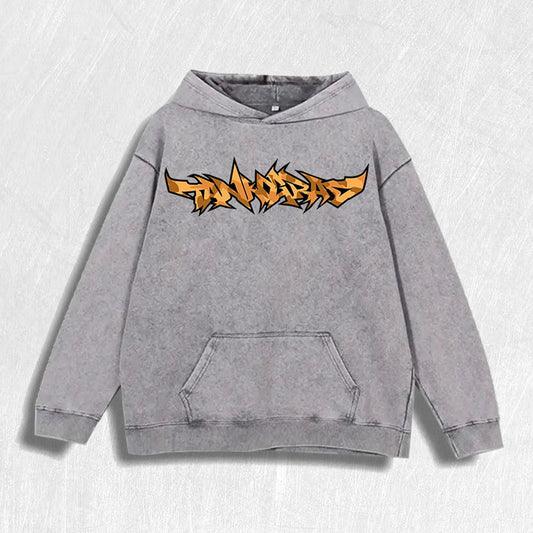 Tankobras Graphic Vintage Washed 100% Cotton Hoodie, 6 Colors, US Warehouse