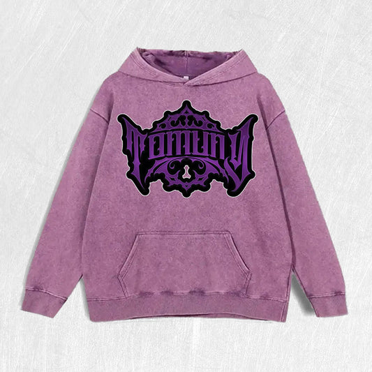 Dominion Graphic Vintage Washed 100% Cotton Hoodie, 6 Colors, US Warehouse