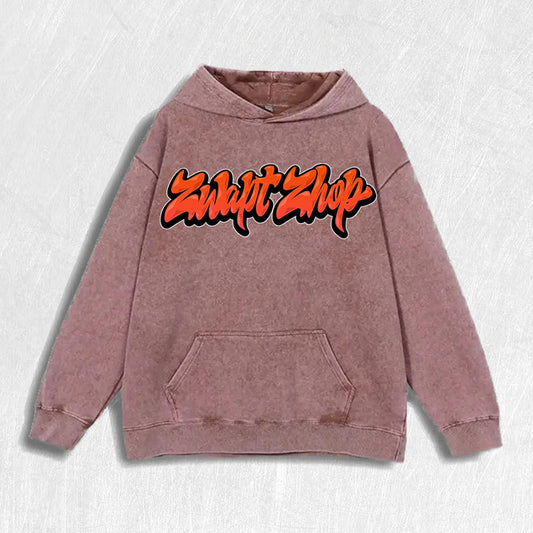 Swap Shop Graphic Vintage Washed 100% Cotton Hoodie, 7 Colors, US Warehouse