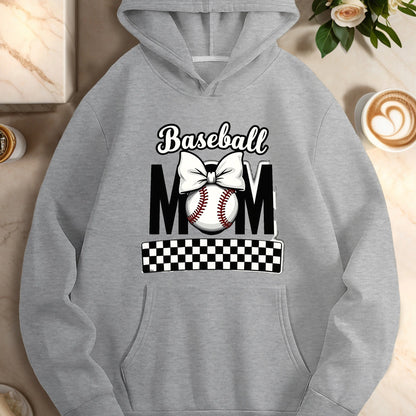 Baseball mom bow design  women's casual hoodies