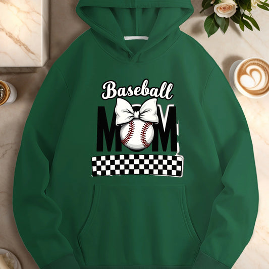 Baseball mom bow design  women's casual hoodies
