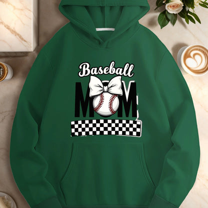 Baseball mom bow design  women's casual hoodies