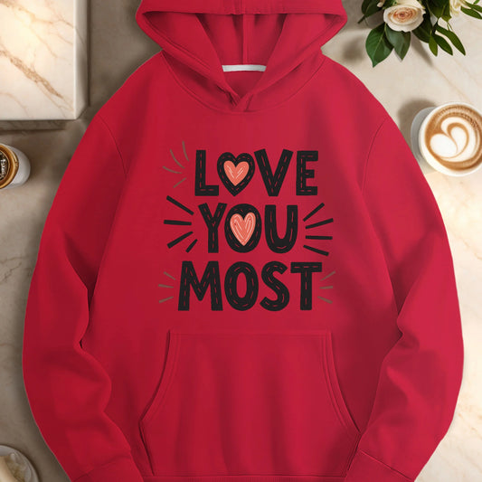 Heart LOVE YOU MOST  women's casual hoodies