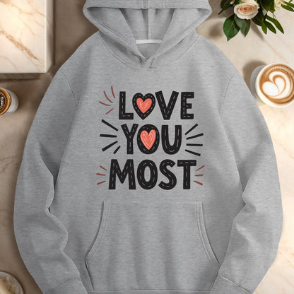 Heart LOVE YOU MOST  women's casual hoodies