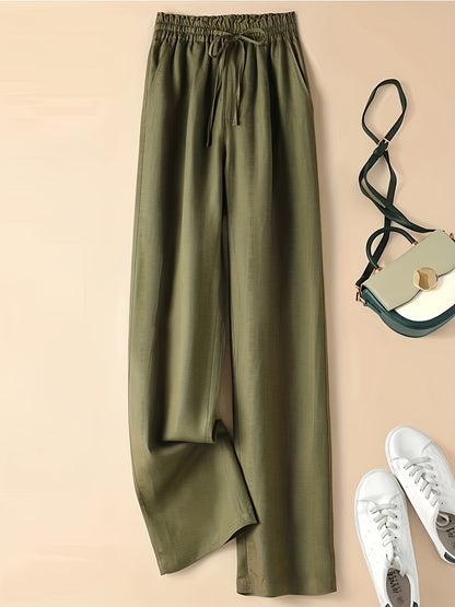 Women's Casual Wide Leg Pants with Elastic Waist for Comfortable Spring and Summer Wear