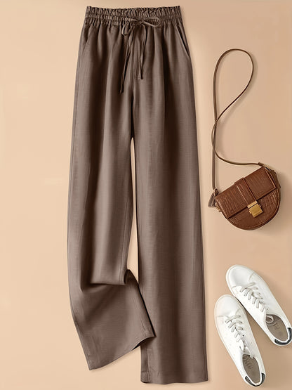 Women's Casual Wide Leg Pants with Elastic Waist for Comfortable Spring and Summer Wear