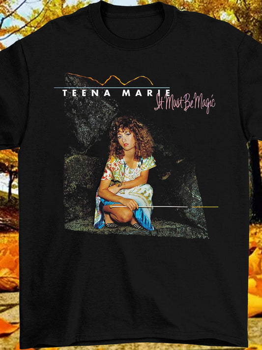 Women's Retro 80s Tena Marie & Larry Graham Inspired Motivational Print T-Shirt - Soft Stretch Round Neck Short Sleeve Casual Top, Lightweight Breathable All-Season Comfort, Machine Washable Vintage Music Tee for Casual Attir