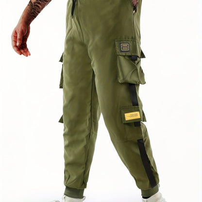 Classic Design Multi Flap Pockets Cargo Pants, Men's Casual Techwear Drawstring Cargo Pants Hip Hop Joggers For Autumn Summer Outdoor