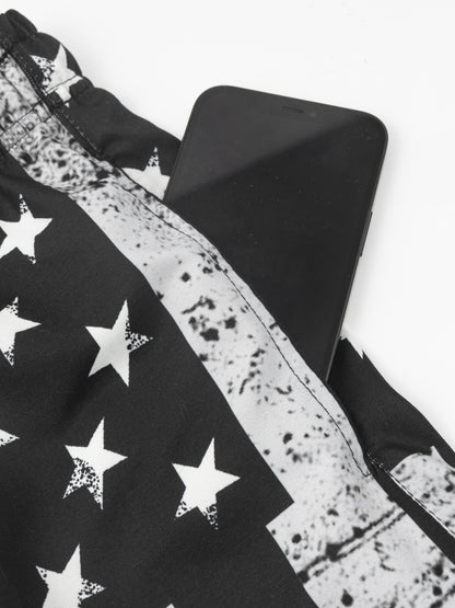 Men's Plus Size "American Flag" Graphic Shorts Beach Pants Holiday Shorts, Elastic Drawstring Sports Short Pants