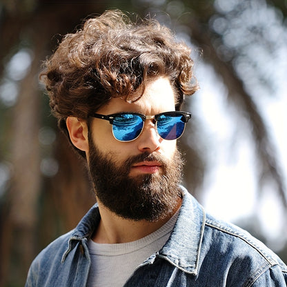 Classic Trendy Retro Eyebrow Design Polarized Sunglasses, For Men Women Outdoor Sports Party Vacation Travel Driving Fishing Supplies Photo Props, Ideal Choice For Gifts
