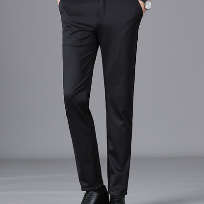 Men's Casual Business Pockets Straight Leg Suit Pants, Old Money Style