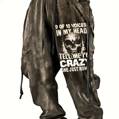 Halloween Skull Print, Men's Drawstring Sweatpants, Casual Comfy Jogger Pants, Men’s Clothing