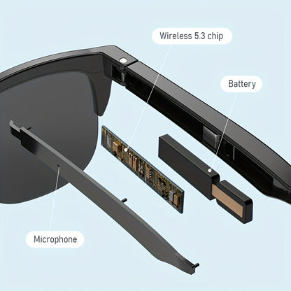 Wireless Smart Sunglasses with Dual Stereo Speakers and HD Mic for Outdoor Sports and Driving