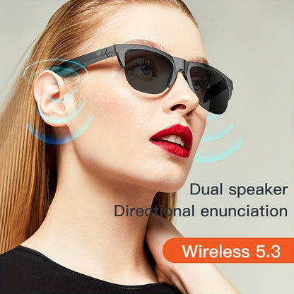 Wireless Smart Sunglasses with Dual Stereo Speakers and HD Mic for Outdoor Sports and Driving