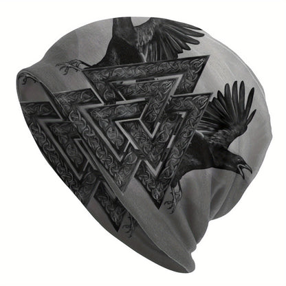 1pc Viking Thin Skullies Beanies Caps Hammer Of Thor Raven Wolf Hat For Unisex Ski Cap.