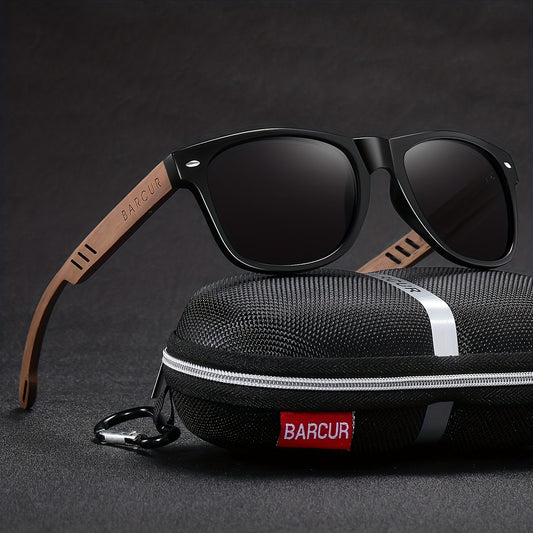 BARCUR, Classic Cool Wooden Temples Sunglasses, UV400 Polarized Sunglasses, For Men Women Holiday Outdoor Beach Vacation Travel Decors