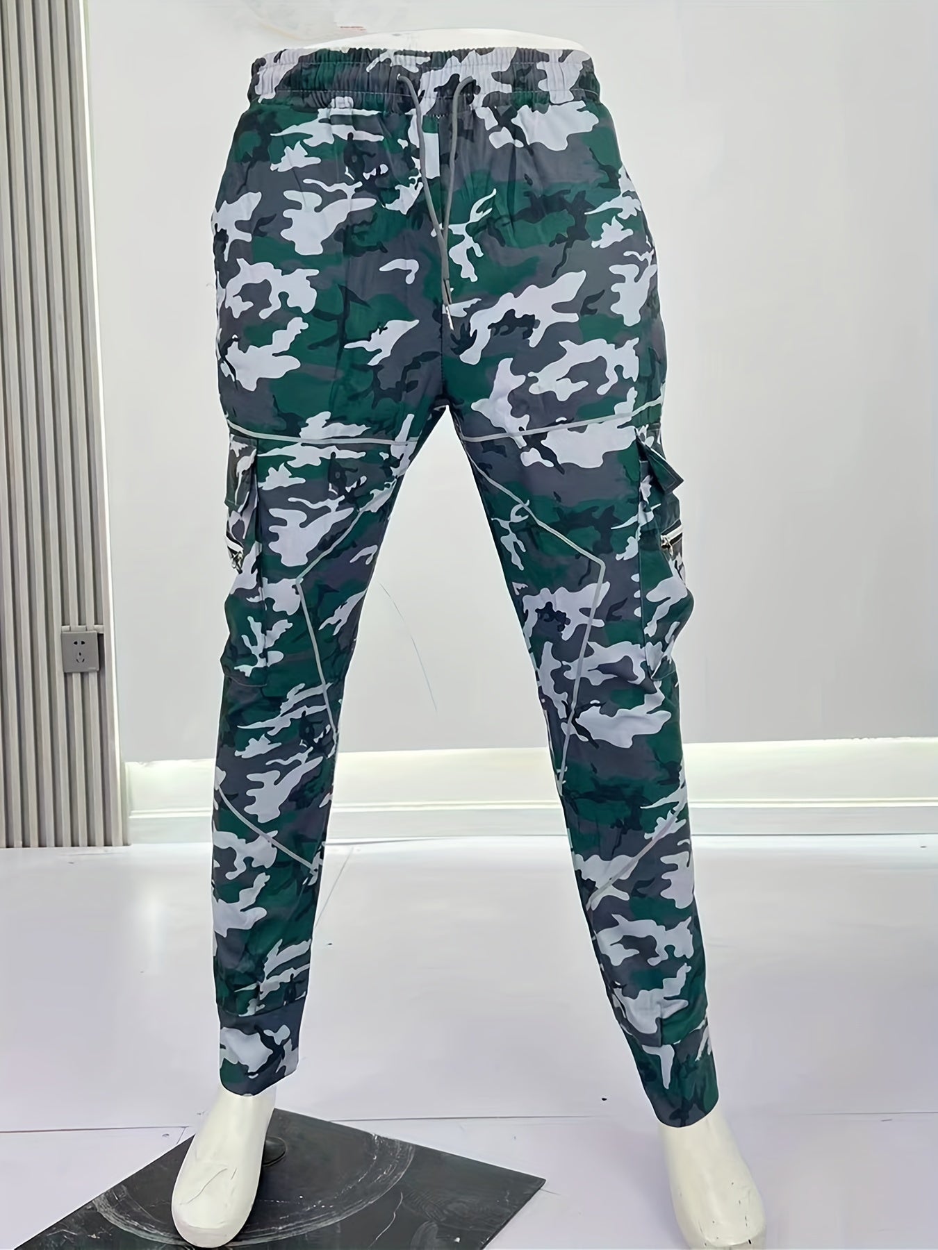 Multi Pocket Loose Fit Cargo Pants, Men's Casual Street Style Joggers with Drawstring for Spring Summer Outdoor Activities